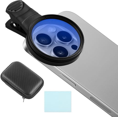 52mm Clip On CPL Filter for iPhone Camera Lens, Clip-on Adapter HD Double-Sided Polarizing Lens Universal Eliminate Glare Improve Colors Portable Mobile Phone Attachment for Samsung Smart Phones