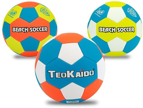 TeoKaido Pallone Beach Soccer Taglia 5 Ufficiale, Palla Calcio da Spiaggia Impermeabile Water Resistant, Palloni da Calcio Morbidi e Antiscivolo, Colori Vivaci Assortiti, Alta Durabilità