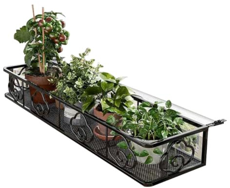 DODOBD Clôture Suspendu Support Jardiniere Balcon,étagère à Plantes De Balcon en Fer,étagère De Garde-Corps De Patio en Fer épaissi avec Dispositifs De Retenue pour Balcon,Terrasse