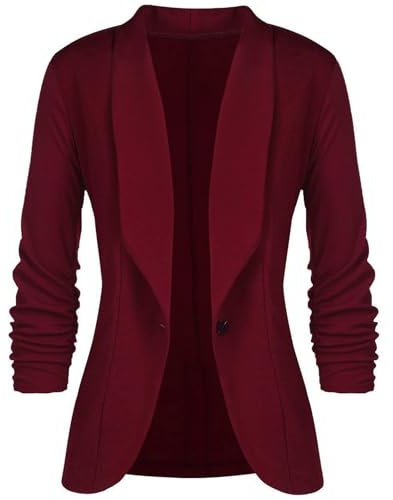Blazer Corto Donna Elegante, Giacca Casual da Lavoro Revers Blazer a Maniche Lunghe Cappotto Colore Solido Elegante Business Blazer Giacca Casual Lavoro Ufficio Blazer Cappotto