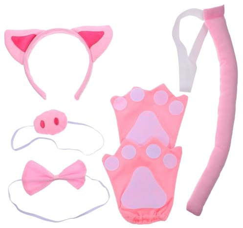 Supvox Schweineohren Stirnband Und Schwanz Für Halloween Tier Cosplay Kostüm Accessoires Weicher Für Partys Und Bühnenauftritte
