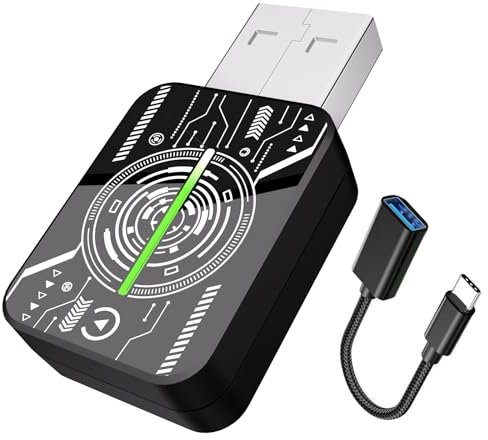 HEYINCAR+ Wireless CarPlay Adapter for iPhone/Andorid Auto - Convert Wired to Wireless CarPlay, Plug and Play, Supports USB and Type-C, Compatible with iPhone iOS 10+ & Cars from 2016 (White)