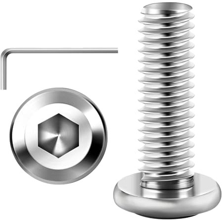 Valorada 20Pcs M6 Bolts, M6 x 15mm Flat Head Hex Socket Screws, 304 Stainless Steel Furniture Bolts, Full Thread Machine Screws with Hex Key