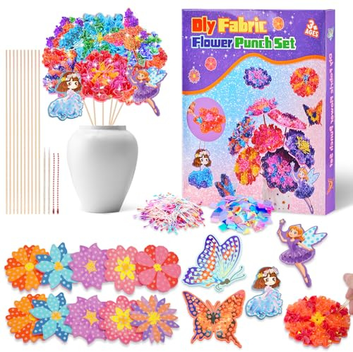 Bastelset Kinder ab 6 4 5 Jahre,Basteln Mädchen 8 10 6 5 7 Jahre, Geschenke für Mädchen Spielzeug 5-12 Jahre, Kindergeburtstag Blumen Kreativ Bastelkoffer Blumenstrauß mit Pailletten Set für Kinder