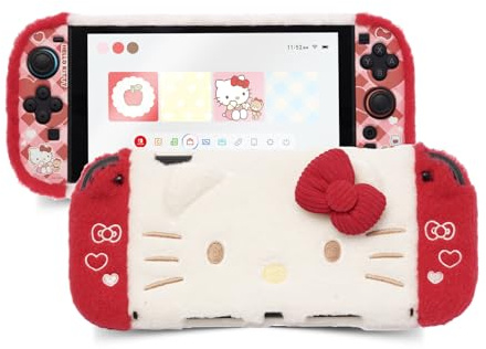 Kuitmor Plüsch-Schutzhülle für Switch 2, Kawaii-Schutzhülle, Hart-PC, schlanke Hülle, kompatibel mit Switch 2025 Spielkonsole und Joystick-Controller – HLK