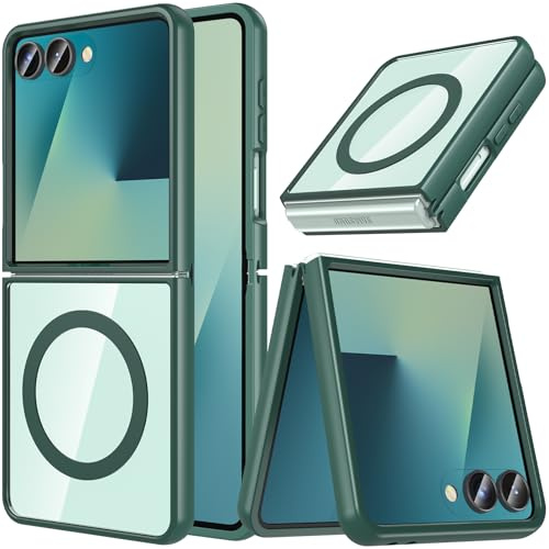 OWKEY für Samsung Galaxy Z Flip 7 Hülle, Magnetisch Samsung Flip 7 Hülle Kompatibel mit Magsafe,[Militärschutz Stoßfest] Handyhülle Samsung Z Flip 7 Case Dünn Outdoor Cover Schutzhülle, Grün