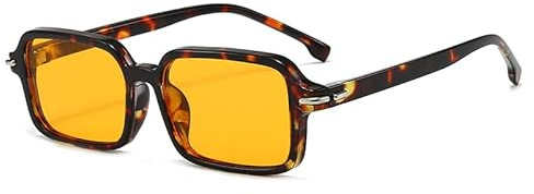 YAMEIZE Vintage Small Rectangle Sunglasses for Women Men Retro 90s Rectangular Sunglasses (Tortoise Shell Orange)