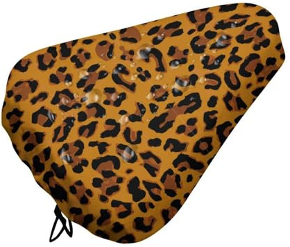 Treer Fahrradsattel Abdeckung Wasserdicht, Leopardenmuster Fahrrad Satteldecke Regenschutz Sattelabdeckung Sattelbezug Passend Sattelüberzug für Meisten Fahrräder (Khaki-Leopard,2 Stück)