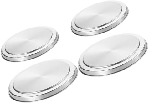 Générique Lot de 4 Couvercles de Brûleur Ronds en Acier Inoxydable Argenté Tailles Variées pour Plaques de Cuisson à Gaz et Électriques Protection la Cuisine Pratique et Nettoyage Facile