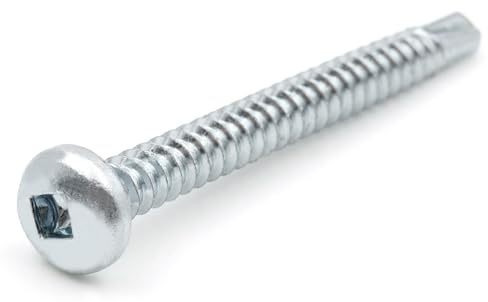 Design61 200 tornillos autorroscantes de cabeza semicircular, cuadrado interior, 4,8 x 50 mm, acero endurecido, galvanizado, resistentes a la corrosión, para madera y construcción de metal