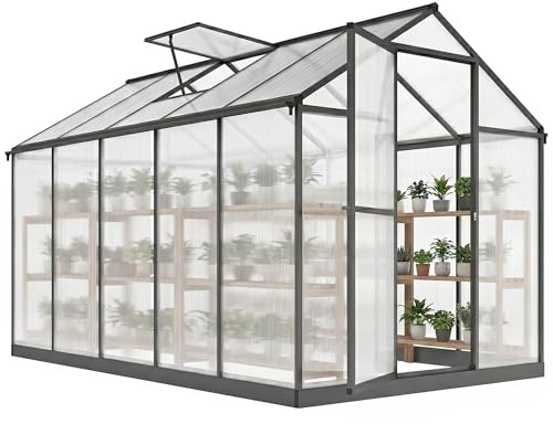 Outsunny Serre de Jardin en Aluminium Polycarbonate, Serre avec fenêtres supérieures réglables, Porte battante, abri extérieur résistant aux intempéries pour Plante Fleur, 303x183x195 cm, Transparent