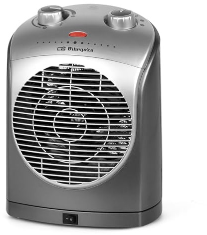 Orbegozo FH 5022 Calefactor oscilante, 2 niveles de potencia, Función ventilador, Calor instantáneo, Termostato regulable, 2200 W, Gris Y Plata