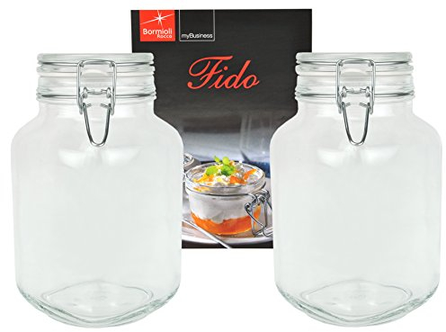 2er Set Einmachglas Bügelverschluss Original Fido 3,0L incl. Bormioli Rezeptheft