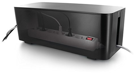 LIFEBOX Coffret de Rangement câbles et multiprises Grande Taille Noir