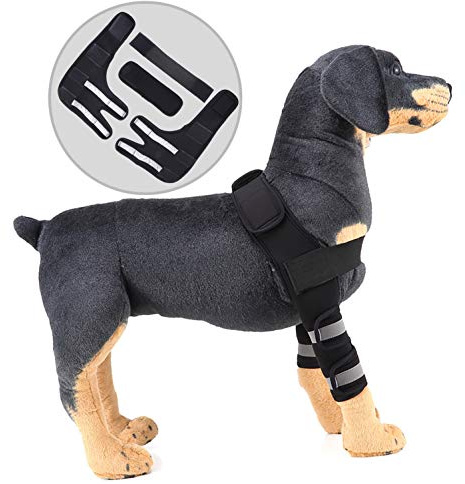 smalllee_lucky_store schulterbandage für Hunde reflektierenden,ellenbogenschutz für karpusgelenk,Bandage kompressionswickel,verstauchungen Arthritis verletzungen sportschutz,neopren,schwarz,L