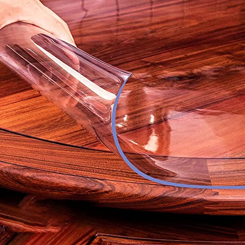 Tischfolie Transparente runde Tischdecke aus PVC, Alle Größen Glasklar Folie Abwaschbar Tischschutz Hochglanz Schutzfolie Durchsichtig Tischschoner Φ 50cm