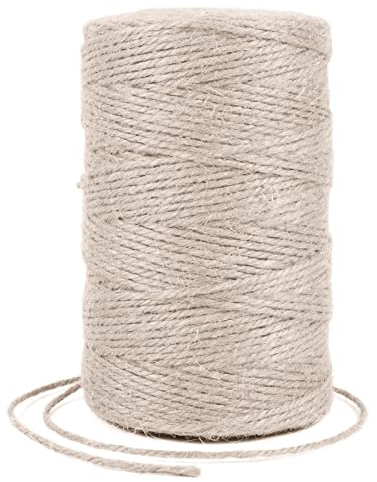 Uiopa Juteschnur 2mm x 200m, Jutegarn Juteseil Hanfseil Gartenschnur Paketschnur Naturfaser, 3-Lagig Jute Schnur für Garten, DIY Basteln, Geschenkverpackung, Weihnachtsdekoration (Weiß)