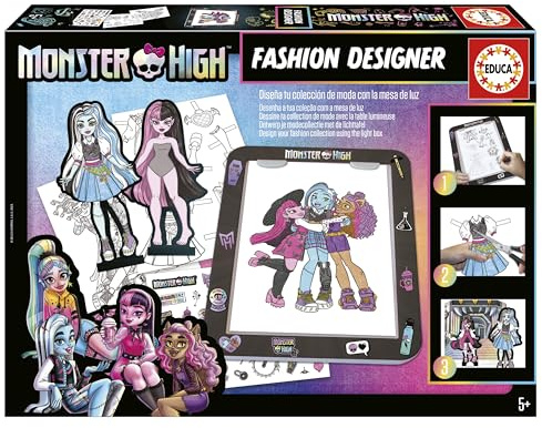 Educa - Monster High Designtafel, Monster High Fashion Designer Styling-Workshop und fordern Sie Ihre Looks mit Barbie-Gurinen auf dem Podium der Modeherausforderung heraus. Ab 5 Jahren (19826)