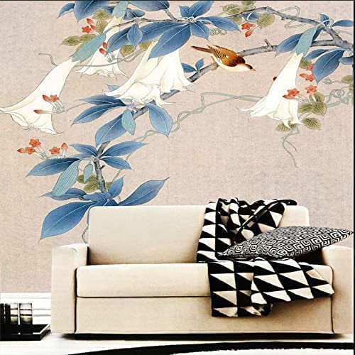 Stickers Muraux 3D Décalcomanies Oiseau Orchidée Blanche Fond Chambre Autocollant Mural Décalcomanie Décor À La Maison Art Mural Papier Peint Peler Et Coller Amovibl 350 (largeur) x 256 (hauteur) cm