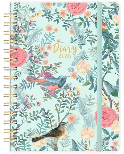 Diary 2026 - A5 Diary 2026 Week to View, Jan. 2026 to Dec. 2026, with Twin-Wire Binding, Beautiful Hardcover, Back Pocket, 21.5 x15.5 x1.5 cm