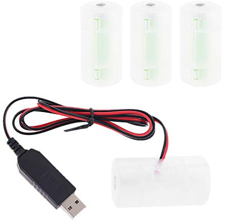 SCUDGOOD 1,5 V 3 V 4,5 V 6 V LR20 D-Zelle USB-Netzadapter Ersatz 1 bis 4 Stück LR20 D-Zellen für Spielzeug Lampe als Batterien