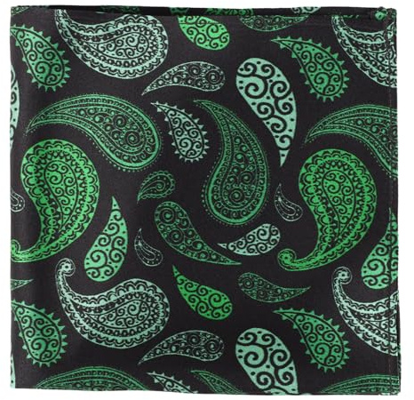 MANSPHIL Green Paisley Pocket Squares - 100% Silk Mardi Gras Handkerchief for Suit Formal Tuxedo Wedding Event Prom