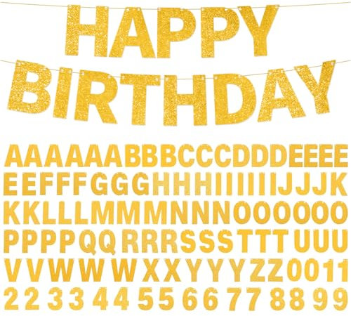 Striscione Personalizzato, DIY Banner Oro, Striscione Buon Compleanno, Striscione Matrimonio, Banner Personalizzato per Compleanno Matrimonio Festa Decorazione