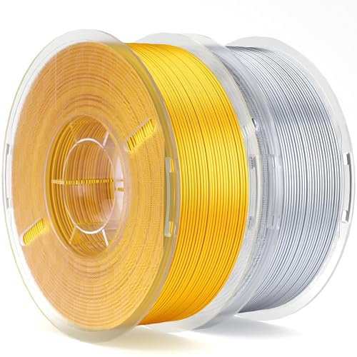 ELEGOO Silk PLA Filament 1.75mm Gold & Silbergrau 2KG, Glänzendes 3D-Druckerfilament PLA Mit Hoher Maßhaltigkeit, 1KG Spule Für Die Meisten 3D Drucker