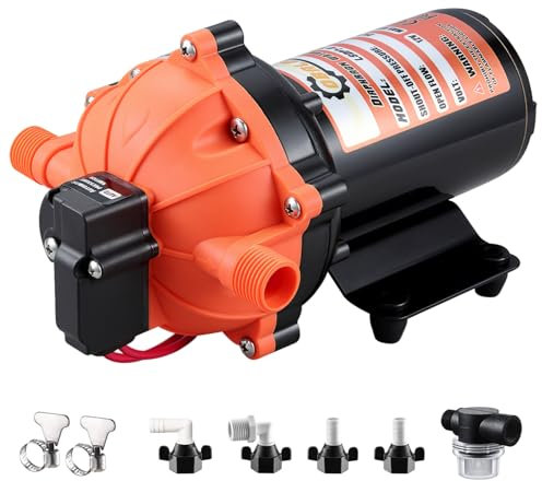 OBALOGI 12V DC RV Fresh Water Pump, 7.0GPM 75PSI, Five Chamber Self-Priming Diaphragm Pump, Ideal for RVs, Yachts, Farmland, and Garden Irrigation, with Heavy-Duty Pressure Switch and Filter