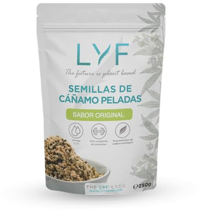 Semillas de Cáñamo peladas 200g - 100% naturales, vegano, orgánico. Corazones de Cáñamo. Sin gluten, sin azucar añadido. Rico en Omega 3-6, Alto contenido en proteína. Fabricado en España.