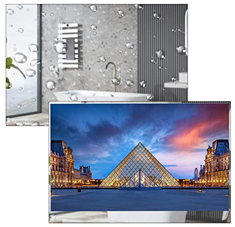 Soulaca 22 tums smart spegel badrum-TV Android 11.0, vattentät med Netflix, YouTube, Wi-Fi & Bluetooth, digital/analog mottagare, HYM22E-0BLS90005, 2024 modell