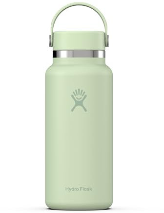 HYDRO FLASK - Wide Mouth Water Bottle 946 ml (32 oz) - Vacuum Insulated Stainless Steel Water Bottle with Leak Proof Flex Cap and Powder Coat - Aloe