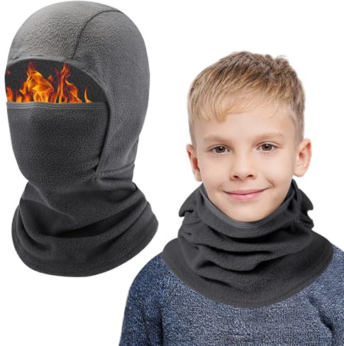 AYPOW Kinder Sturmhaube Winter 4-13, Multifunktional Winddicht Fleece Warm Skimaske Radfahren Gesichtsmaske unter dem Helm, Sturmmaske Mütze mit Halswärmer für Jungen Mädchen, Winter Outdoor Sport
