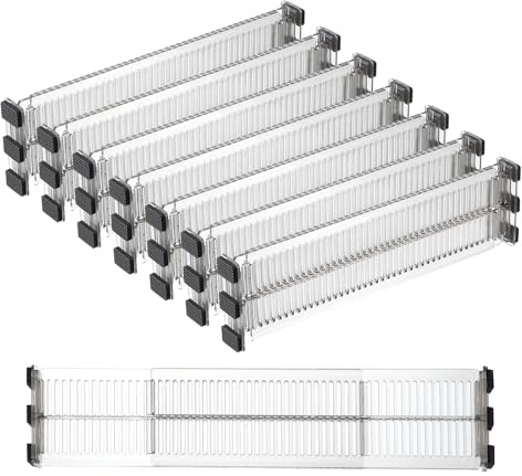 PATIKIL 27,4 cm till 50,8 cm expanderbara låddelare, 8-pack 7,9 cm hög justerbar låda organiseringsavskiljare för köksredskap bestick kläder byrå organisation och förvaring, klar svart