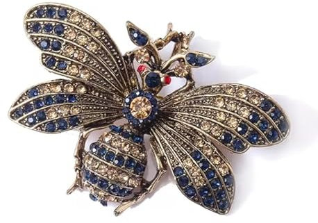 1 broche en métal imitation abeille vintage pour femme, 4cmx6cm, Métal Gemme Bois, Zircone cubique Agate Obsidienne