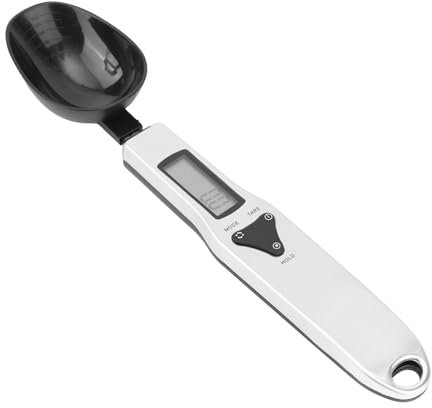 Báscula Digital para Cucharas Medidoras, 0,1-500g Báscula Digital para Cucharas Medidoras de Alimentos Desmontable Cucharas Medidoras de Gramos con Pantalla LCD Unidades de Pesaje g/oz/gn/ct