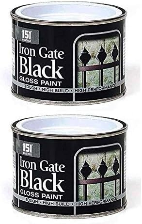 DIOXSTAR 151 Coatings Non-Drip Paint, Quick-Drying, Long-Lasting Protection, DIY Projects, Ideal For Wood, Metal, Interior And Exterior Use, 180ml, Pack of 2 (Iron Gate Black Gloss)