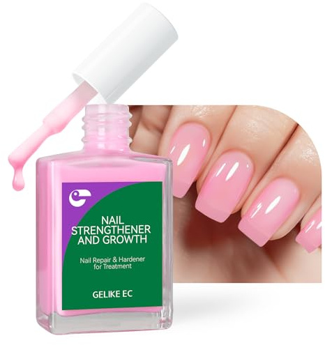 Gelike ec Nagelhärter Wachstums Nagel Rillenfüller: Rosa Nagelverstärker Reparatur für Dünne Beschädigte und Brüchige Nägel 15ml