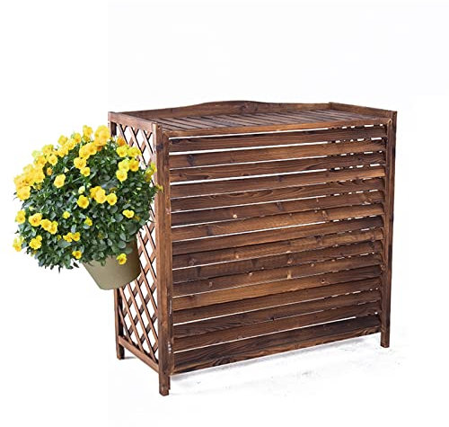 LFONDIGE Pantalla de Valla para Aire Acondicionado, Cubierta Protectora para Unidad condensadora, Estante de Madera Maciza para Flores, Rejillas Protectoras, persianas, Cubierta Decorativa para unida