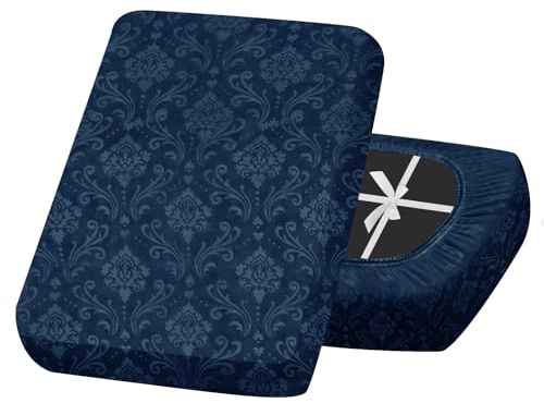 SYLC Sitzkissenbezug Samt Geprägt, rutschfest Polsterbezug Mit 4 Krawatten, Stretch Bezüge Für Wohnwagenpolster Palettenkissen Ecksofa Auflagen (Blue,1pc Large 2-seat)