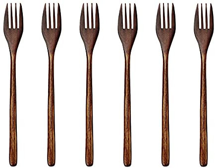 Gosera Fourchettes en Bois, 6 PièCes éCologiques Japonaises en Bois Salade de DîNer Fourchette Vaisselle Vaisselle pour Enfants Adultes