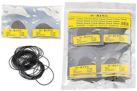 Zenithaur O Ring Watch Back Kotket Set, 950pcs Rubber Sceau des laveuses pour l'outil de réparation de la montre à anneaux résistants aux intempéries (0,5 mm)