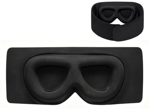 Sleep Mask ALASKA BEAR Wraparound Cool for Sensitive Sleeper Side or Back, Women and Men, Adjustable Headband Eye Mask and Earmuff Blindfold for Full Blackout, Upgraded w/o Buckles