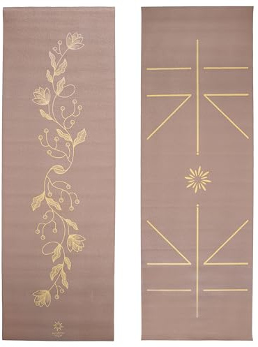 Ascend Yoga Mat with Alignment Marks - Premium 6mm Thick, 72 x 24 Reversible Exercise Mat - Non Slip, Tear Resistant, Workout Mats for Pilates, Home, Studio, Gym, Floor Stretching - Golden Mocha - Printed