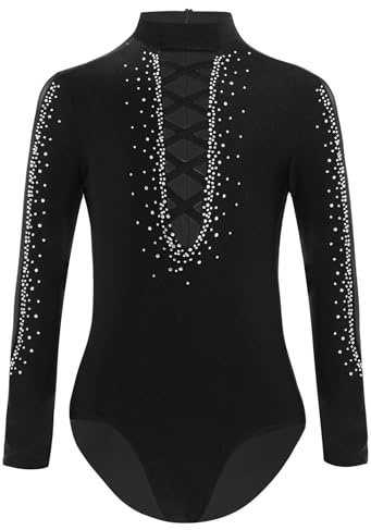 Riismen Justaucorps Gymnastique Danse Enfant Garçon Leotard De Danse Latine Patinage Artistique Bodysuit Combinaison De Ballet Moderne Jazz Noir 13-14 ans