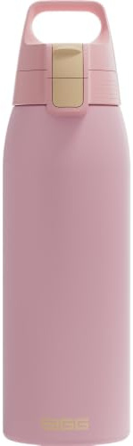 SIGG Gourde en acier inoxydable - Shield ONE Playful Peach - Convient pour les boissons gazeuses - Anti-fuite - Légère - Sans BPA - Pour l'extérieur et le fitness - Rose - 1 l