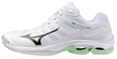 Mizuno Wave Voltage 2, Scarpe da Pallavolo Unisex, White/Black/Frozen Emerald (Sistema Taglie Calzature EU, Adulto, Numero, Media, 44.5)