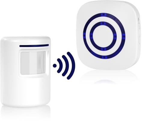 AXFEE Motion Sensor Door Chime Alarm, Wireless Home Security Driveway Doorbell Volume adjustable, Burglar Door Alarm System with PIR Motion Sensor Detector and Plug-in Receiver for Home,Garage,Office