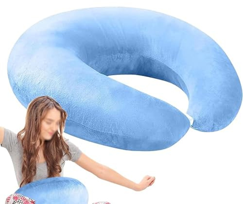 Glenmi Cuscino da lettura e gioco for le ginocchia, cuscino da coccola, ergonomico a forma di U, fodera lavabile for uncinetto, lavoro e gioco, migliora la postura seduta, riduce(Blue)