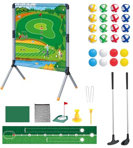 Golfspel set – bärbart golfträningshjälp, familj interaktivt övningskit | Inomhus utomhus golfspel målspel | Perfekt för män kvinnor flickor ungdom tonåringar idrottare föräldrar golfare make fru